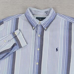 Ralph Lauren Shirt Mens XL Blue Striped Bleecker PRL 67 Long Sleeve Button Down